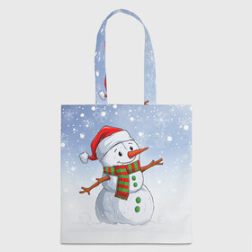 Шоппер 3D с принтом Веселый Снеговик   Happy Snowman в городе Новоалтайск, 100% полиэстер | Плотность: 200 г/м2; Размер: 34×35 см; Высота лямок: 30 см | christmas | santa | snowman | дед мороз | елка | зима | новый год | рождество | санта | снег | снеговик | снегурочка | снежинка