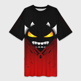 Платье-футболка 3D с принтом GEOMETRY DASH ЯРОСТНЫЙ ДЕМОН  RAGE DEMON в городе Новоалтайск,  |  | 2d | arcade | blood | demon | game | geometry dash | meltdown | rage | robtop | smile | аркада | брызги красок | геометрический тире | демон | кровь | раннер | смайлы | эмоции | ярость