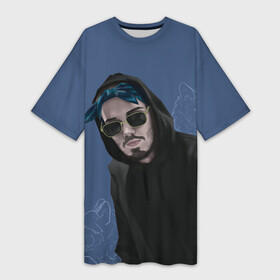 Платье-футболка 3D с принтом Многознаал и волки в городе Новоалтайск,  |  | hip hop | mnogoznaal | mnogoznal | rap | rep | исполнители | исполнитель | многознаал | многознал | музыка | реп