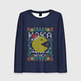 Женский лонгслив 3D с принтом WAKA WAKA NEW YEAR   НОВЫЙ ГОД ГЕЙМЕРАМ ВАКА ВАКА 2022 в городе Новоалтайск, 100% полиэстер | длинные рукава, круглый вырез горловины, полуприлегающий силуэт | 2022 | beast | merry christmas | new year | red bow | santa hat | snow | tiger | winter | winter is coming | year of the tiger | год тигра | дед мороз | животные | звери | зверь | зима | зима 2022 | зима близко | новогодний свитер | новогодний у
