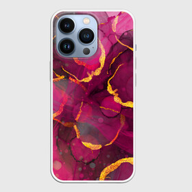 Чехол для iPhone 13 Pro с принтом Малиновое вино в городе Новоалтайск,  |  | alcohol ink | pink | purple | wine | абстракция | акварель | бордо | бордовый | вино | золото | золотой | красный | круги | малиновый | пузыри | пурпурный | разводы | спиртовые чернила