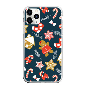 Чехол для iPhone 11 Pro Max матовый с принтом Merry Christmas в городе Новоалтайск, Силикон |  | Тематика изображения на принте: merry christmas | веселого рождества | домики | ели | елки | конфетки | перья | рождество | снеговики | снежинки