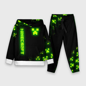 Детский костюм 3D (с толстовкой) с принтом MINECRAFT NEON LOGO CREEPER в городе Новоалтайск,  |  | Тематика изображения на принте: block | creeper | cube | minecraft | pixel | tnt | toxic | блок | гаст | геометрия | крафт | крипер | кубики | майнкрафт | неон | пиксели | тнт | токсик