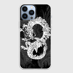 Чехол для iPhone 13 Pro Max с принтом Белый Дракон Гранж | White Dragon в городе Новоалтайск,  |  | beast | dragon | fire | grunge | горелый | дракон | животные | зверь | змей | когти | огонь | пепел | пламя | потертости | узор | чб | японский