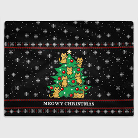 Плед 3D с принтом MEOWY CHRISTMAS | 2022 в городе Новоалтайск, 100% полиэстер | закругленные углы, все края обработаны. Ткань не мнется и не растягивается | 2020 | 2021 | 2022 | christmas | meow | meowy christmas | merry | кот | леденец | мяу | нг | новогодний | новый год | олени | рождество | свитер | узоры