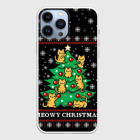 Чехол для iPhone 13 Pro Max с принтом MEOWY CHRISTMAS | 2022 в городе Новоалтайск,  |  | 2020 | 2021 | 2022 | christmas | meow | meowy christmas | merry | кот | леденец | мяу | нг | новогодний | новый год | олени | рождество | свитер | узоры