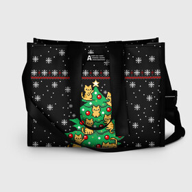 Сумка-шоппер 3D с принтом MEOWY CHRISTMAS | 2022 в городе Новоалтайск, 100% полиэстер | застегивается на металлическую кнопку; внутренний карман застегивается на молнию. Стенки укреплены специальным мягким материалом, чтобы защитить содержимое от несильных ударов
 | 2020 | 2021 | 2022 | christmas | meow | meowy christmas | merry | кот | леденец | мяу | нг | новогодний | новый год | олени | рождество | свитер | узоры