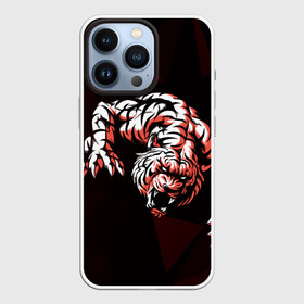 Чехол для iPhone 13 Pro с принтом Злой тигр нападает в городе Новоалтайск,  |  | low poly | tiger | восточный тигр | год тигра | кошка | лоу поли | тигр | тигренок | хищник
