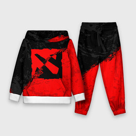 Детский костюм 3D (с толстовкой) с принтом DOTA 2 RED BLACK LOGO, БРЫЗГИ КРАСОК в городе Новоалтайск,  |  | bristleback | dota | dota 2 | dota2 | heroes | invoker | lina | og team | pudge | shadow | team liquid | team spirit | the international | windranger | бристелбек | бристл | брызги красок | дота | дота 2 | дота2 | краски | пудж | тень | урса