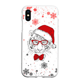 Чехол для iPhone XS Max матовый с принтом НОВОГОДНИЙ БЕЛЫЙ ТИГР 2022 | WHITE TIGER в городе Новоалтайск, Силикон | Область печати: задняя сторона чехла, без боковых панелей | Тематика изображения на принте: 2022 | beast | merry christmas | new year | red bow | santa hat | snow | tiger | winter | winter is coming | year of the tiger | год тигра | дед мороз | животные | звери | зверь | зима | зима 2022 | зима близко | новог | новогодни