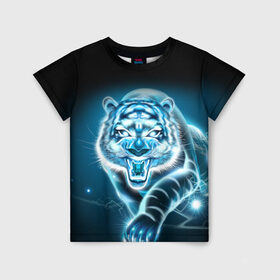 Детская футболка 3D с принтом НЕНОНОВЫЙ ТИГР 2022 | NEON TIGER NEW YEAR в городе Новоалтайск, 100% гипоаллергенный полиэфир | прямой крой, круглый вырез горловины, длина до линии бедер, чуть спущенное плечо, ткань немного тянется | 2022 | beast | merry christmas | new year | red bow | santa hat | snow | tiger | winter | winter is coming | year of the tiger | год тигра | дед мороз | животные | звери | зверь | зима | зима 2022 | зима близко | новог | новогодни