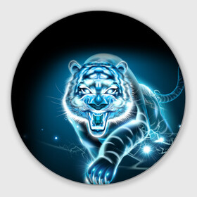 Круглый коврик для мышки с принтом НЕНОНОВЫЙ ТИГР 2022 | NEON TIGER NEW YEAR в городе Новоалтайск, резина и полиэстер | круглая форма, изображение наносится на всю лицевую часть | 2022 | beast | merry christmas | new year | red bow | santa hat | snow | tiger | winter | winter is coming | year of the tiger | год тигра | дед мороз | животные | звери | зверь | зима | зима 2022 | зима близко | новог | новогодни