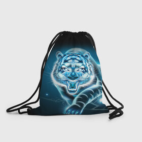 Рюкзак-мешок 3D с принтом НЕНОНОВЫЙ ТИГР 2022 | NEON TIGER NEW YEAR в городе Новоалтайск, 100% полиэстер | плотность ткани — 200 г/м2, размер — 35 х 45 см; лямки — толстые шнурки, застежка на шнуровке, без карманов и подкладки | 2022 | beast | merry christmas | new year | red bow | santa hat | snow | tiger | winter | winter is coming | year of the tiger | год тигра | дед мороз | животные | звери | зверь | зима | зима 2022 | зима близко | новог | новогодни