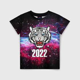 Детская футболка 3D с принтом ЧЁРНЫЙ ТИГР НОВЫЙ ГОД 2022   GRAY TIGER NEW YEAR в городе Новоалтайск, 100% гипоаллергенный полиэфир | прямой крой, круглый вырез горловины, длина до линии бедер, чуть спущенное плечо, ткань немного тянется | 2022 | beast | merry christmas | new year | red bow | santa hat | snow | tiger | winter | winter is coming | year of the tiger | год тигра | дед мороз | животные | звери | зверь | зима | зима 2022 | зима близко | новог | новогодни