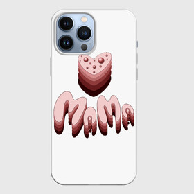 Чехол для iPhone 13 Pro Max с принтом Объемное розовое сердце с бусинами и объемной розовой надписью мама в городе Новоалтайск,  |  | день мамы | день матери | для мамы | люблю маму | мама | мамин день | мамин праздник | мамочка | мамуля | мать | моя мама | праздник мам | розовое сердце | сердечко | сердце | сердце с бусинами
