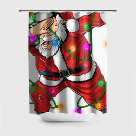 Штора 3D для ванной с принтом Dub Santa в городе Новоалтайск, 100% полиэстер | плотность материала — 100 г/м2. Стандартный размер — 146 см х 180 см. По верхнему краю — пластиковые люверсы для креплений. В комплекте 10 пластиковых колец | christmas | dub | santa claus | веселый | вечеринка | гирлянда | дед мороз | каникулы | музыка | новогодний | новый год | праздник | праздничный | рождественский | санта клаус | танцующий санта | танцы