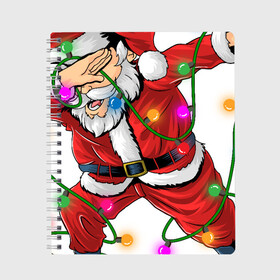 Тетрадь с принтом Dub Santa в городе Новоалтайск, 100% бумага | 48 листов, плотность листов — 60 г/м2, плотность картонной обложки — 250 г/м2. Листы скреплены сбоку удобной пружинной спиралью. Уголки страниц и обложки скругленные. Цвет линий — светло-серый
 | Тематика изображения на принте: christmas | dub | santa claus | веселый | вечеринка | гирлянда | дед мороз | каникулы | музыка | новогодний | новый год | праздник | праздничный | рождественский | санта клаус | танцующий санта | танцы