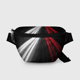 Поясная сумка 3D с принтом Unlimited Highway в городе Новоалтайск, 100% полиэстер | плотная ткань, ремень с регулируемой длиной, внутри несколько карманов для мелочей, основное отделение и карман с обратной стороны сумки застегиваются на молнию | highway | unlimited | авто | автобан | движение | дорога | ночь | огни | трасса | трафик | траффик | фары | шоссе