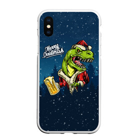 Чехол для iPhone XS Max матовый с принтом Пивозавр Санта в городе Новоалтайск, Силикон | Область печати: задняя сторона чехла, без боковых панелей | christmas | santa | дед мороз | динозавр | елка | зима | новый год | рождество | санта | снег | снежинка