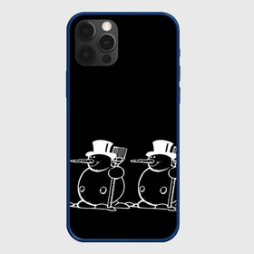 Чехол для iPhone 12 Pro Max с принтом Снеговик на черном фоне в городе Новоалтайск, Силикон |  | Тематика изображения на принте: snowman | зима | минимализм | новый год | снеговик