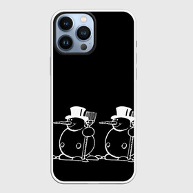 Чехол для iPhone 13 Pro Max с принтом Снеговик на черном фоне в городе Новоалтайск,  |  | snowman | зима | минимализм | новый год | снеговик