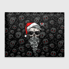 Обложка для студенческого билета с принтом Santa from Hell в городе Новоалтайск, натуральная кожа | Размер: 11*8 см; Печать на всей внешней стороне | beard | christmas | hipster | new year | red cap | red eyes | santa claus | santa from hell | skulls | борода | дед мороз | красные глаза | красный колпак | новый год | рождество | санта из ада | санта клаус | хипстер | черепа