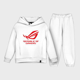 Детский костюм хлопок Oversize с принтом Republic of gamers ASUS ROG в городе Новоалтайск,  |  | asus | asus rog | republic of gamers | rog | асус рог | геометрия | красный | плиты