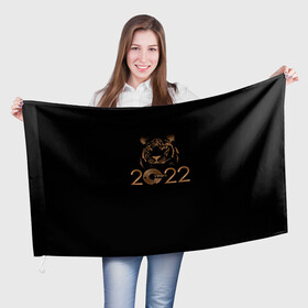 Флаг 3D с принтом 2022 Tiger Bronze Theme в городе Новоалтайск, 100% полиэстер | плотность ткани — 95 г/м2, размер — 67 х 109 см. Принт наносится с одной стороны | 2022 | год тигра | нг | новый год | подарки на новый год | праздник | рождество | тигр