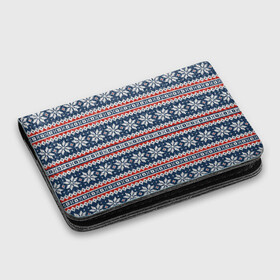 Картхолдер с принтом с принтом Knitted Christmas Pattern в городе Новоалтайск, натуральная матовая кожа | размер 7,3 х 10 см; кардхолдер имеет 4 кармана для карт; | christmas | holiday | knitted pattern | new year | pattern | snowflakes | texture | вязаный узор | новый год | праздник | рождество | снежинки | текстура | узор