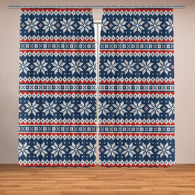 Фотошторы с принтом Knitted Christmas Pattern в городе Новоалтайск, Блэкаут (светозащита 90%) / Габардин (светозащита 40% | 2 полотна шириной по 145 см; Высота 200-300 см; Крепление: шторная лента (на крючки); | christmas | holiday | knitted pattern | new year | pattern | snowflakes | texture | вязаный узор | новый год | праздник | рождество | снежинки | текстура | узор