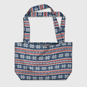 Пляжная сумка 3D с принтом Knitted Christmas Pattern в городе Новоалтайск, 100% полиэстер | застегивается на металлическую кнопку; внутренний карман застегивается на молнию. Стенки укреплены специальным мягким материалом, чтобы защитить содержимое от несильных ударов
 | christmas | holiday | knitted pattern | new year | pattern | snowflakes | texture | вязаный узор | новый год | праздник | рождество | снежинки | текстура | узор