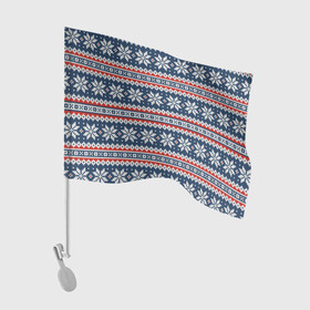 Флаг для автомобиля с принтом Knitted Christmas Pattern в городе Новоалтайск, 100% полиэстер | Размер: 30*21 см | christmas | holiday | knitted pattern | new year | pattern | snowflakes | texture | вязаный узор | новый год | праздник | рождество | снежинки | текстура | узор