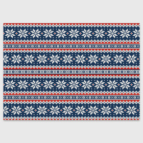 Поздравительная открытка с принтом Knitted Christmas Pattern в городе Новоалтайск, 100% бумага | плотность бумаги 280 г/м2, матовая, на обратной стороне линовка и место для марки
 | Тематика изображения на принте: christmas | holiday | knitted pattern | new year | pattern | snowflakes | texture | вязаный узор | новый год | праздник | рождество | снежинки | текстура | узор