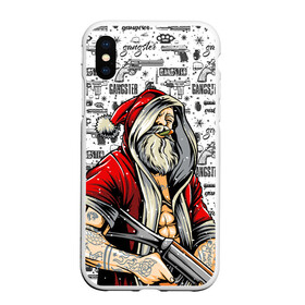 Чехол для iPhone XS Max матовый с принтом Santa Gangster   Санта Гангстер в городе Новоалтайск, Силикон | Область печати: задняя сторона чехла, без боковых панелей | бита | гангстер | дед мороз | кастет | новый год | нож | оружие | пистолет | рождество | санта | снежинка