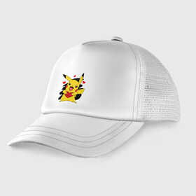 Детская кепка тракер с принтом ПИКАЧУ И СЕРДЕЧКО | POKENON PIKACHU LOVE в городе Новоалтайск, Козырек - 100% хлопок. Кепка - 100% полиэстер, Задняя часть - сетка | универсальный размер, пластиковая застёжка | Тематика изображения на принте: animals | heart | love | pika | pika pika | pikachu | pokemon | детектив пикачу | животные | звери | любовь | пика | пикачу | покемон | сердце
