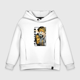 Детское худи Oversize хлопок с принтом Зеницу Агацума Клинок, рассекающий демонов в городе Новоалтайск, френч-терри — 70% хлопок, 30% полиэстер. Мягкий теплый начес внутри —100% хлопок | боковые карманы, эластичные манжеты и нижняя кромка, капюшон на магнитной кнопке | Тематика изображения на принте: demon slayer | kimetsu no aiba | zenitsu agatsuma | зеницу агацума | клинок | рассекающий демонов