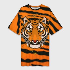 Платье-футболка 3D с принтом Тигр настоящий хищник в городе Новоалтайск,  |  | tiger | восточный тигр | год тигра | кошка | тигр | тигренок | хищник