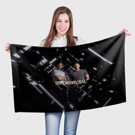 Флаг 3D с принтом supernatural братья в городе Новоалтайск, 100% полиэстер | плотность ткани — 95 г/м2, размер — 67 х 109 см. Принт наносится с одной стороны | supernatural | абстракция | винчестер | сверхъестественное | сериал