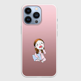 Чехол для iPhone 13 Pro с принтом Сонная зевающая девочка в городе Новоалтайск,  |  | внутренний ребенок | девочка | зев | зевать | зевающая | зима | отдых | пижама | подушечка | сон | сонная | спячка | усталость