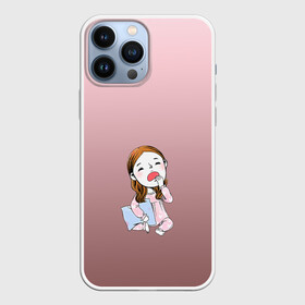 Чехол для iPhone 13 Pro Max с принтом Сонная зевающая девочка в городе Новоалтайск,  |  | внутренний ребенок | девочка | зев | зевать | зевающая | зима | отдых | пижама | подушечка | сон | сонная | спячка | усталость
