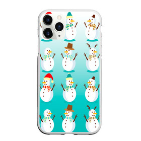 Чехол для iPhone 11 Pro матовый с принтом Веселые снеговички узор в городе Новоалтайск, Силикон |  | 2022 | веселье | градиент | зима | новый год | праздники | снег | снеговики | снеговички | традиции | узор | узорчик