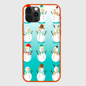 Чехол для iPhone 12 Pro Max с принтом Веселые снеговички узор в городе Новоалтайск, Силикон |  | 2022 | веселье | градиент | зима | новый год | праздники | снег | снеговики | снеговички | традиции | узор | узорчик