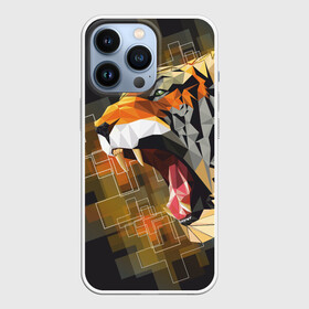 Чехол для iPhone 13 Pro с принтом Тигр в гневе в городе Новоалтайск,  |  | Тематика изображения на принте: 2022 | гнев | год тигра | кресты | мозаика | настроение | тигр | хищник