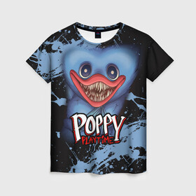 Женская футболка 3D с принтом POPPY PLAYTIME ИГРА ПОПИ ПЛЕЙ ТАЙМ в городе Новоалтайск, 100% полиэфир ( синтетическое хлопкоподобное полотно) | прямой крой, круглый вырез горловины, длина до линии бедер | poppy playtime | игра | монстр | плэйтайм | попи плей тайм | попи плэй тайм | попиплейтам | попиплэйтайм | поппи плейтайм | поппиплэйтайм | хагги вагги | хаги ваги | хоррор