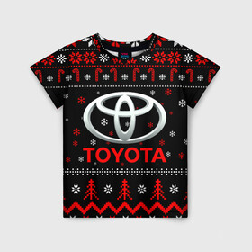 Детская футболка 3D с принтом TOYOTA, ТОЙОТА НОВОГОДНИЙ в городе Новоалтайск, 100% гипоаллергенный полиэфир | прямой крой, круглый вырез горловины, длина до линии бедер, чуть спущенное плечо, ткань немного тянется | 2021 | 2022 | auto | christmas | merry | merry christmas | new year | snow | sport | toyota | ug | winter | авто | автомобиль | автомобильные | бренд | зима | марка | машины | новогодний | новогодняя | новый год | рождественский | рождество