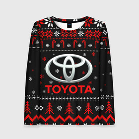 Женский лонгслив 3D с принтом TOYOTA, ТОЙОТА НОВОГОДНИЙ в городе Новоалтайск, 100% полиэстер | длинные рукава, круглый вырез горловины, полуприлегающий силуэт | 2021 | 2022 | auto | christmas | merry | merry christmas | new year | snow | sport | toyota | ug | winter | авто | автомобиль | автомобильные | бренд | зима | марка | машины | новогодний | новогодняя | новый год | рождественский | рождество