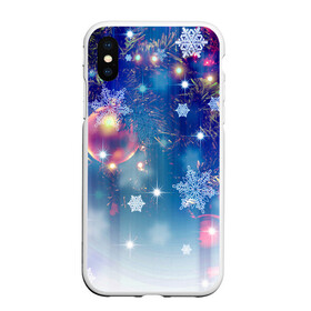 Чехол для iPhone XS Max матовый с принтом Игрушки на Елке в городе Новоалтайск, Силикон | Область печати: задняя сторона чехла, без боковых панелей | happy new year | зеленая елка | новогодний свет | новый год 2022 | снежинки