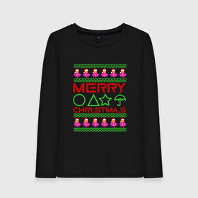 Женский лонгслив хлопок с принтом Merry Christmas Squid Game в городе Новоалтайск, 100% хлопок |  | 2022 | merry christmas | squid game | squid game new year | игра в кальмара | новогодняя игра в кальмара | новый год | новый год 2022 | паттерн игра в кальмара | рождество | с рождеством | сериал игра в кальмара