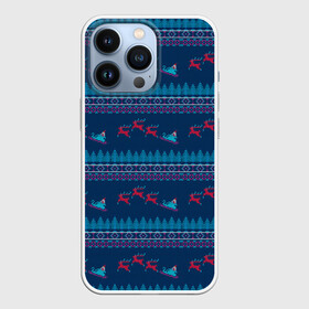 Чехол для iPhone 13 Pro с принтом Санта Клаус и олени в городе Новоалтайск,  |  | Тематика изображения на принте: 2022 | new year | новогодний орнамент | новый год | новый год 2022 | олени | повозка с оленями | с новым годом | санта | санта с оленями | свитер с оленями