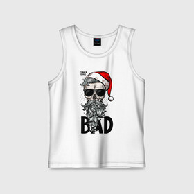 Детская майка хлопок с принтом SANTA CLAUS BAD в городе Новоалтайск,  |  | bad | beard | christmas | hipster | new year | red cap | santa claus | skull | борода | красный колпак | новый год | очки | рождество | санта клаус | хипстер | череп